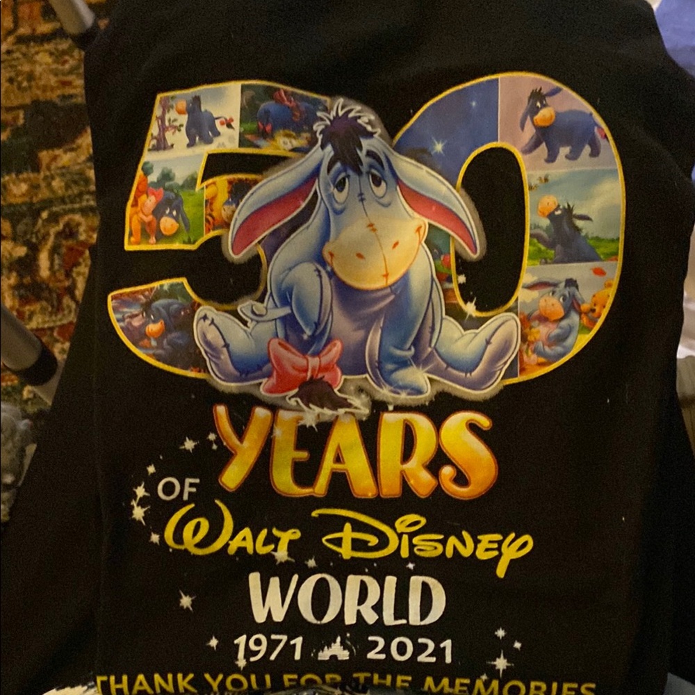 Disney Black 50th Anniversary Eeyore Adult Short Sleeve Tee